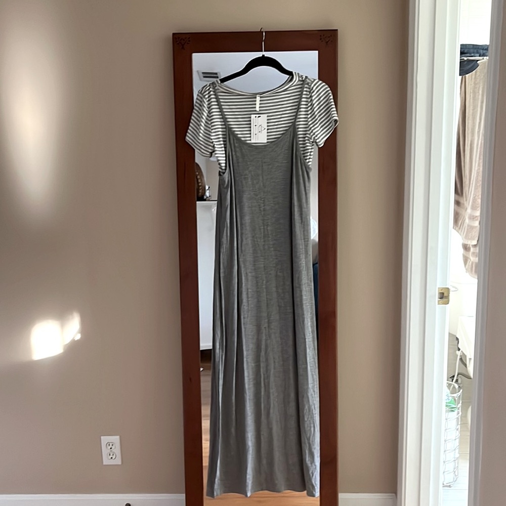 Grey with striped tee shirt jumper dress